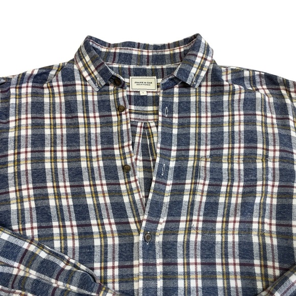 Frank & Oak flannel plaid collared button down long sleeve shirt large - Picture 7 of 10